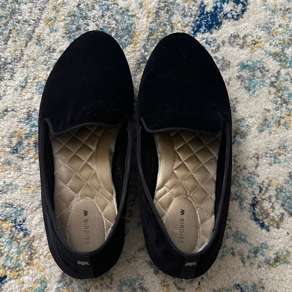 Birdies Black Velvet Loafers